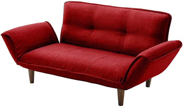 セルタン 日本製 カウチソファー 和楽の極 2人掛け ポケットコイル タスクレッド 背部肘部14段階リクライニング 高反発 A01p-14段-586RED