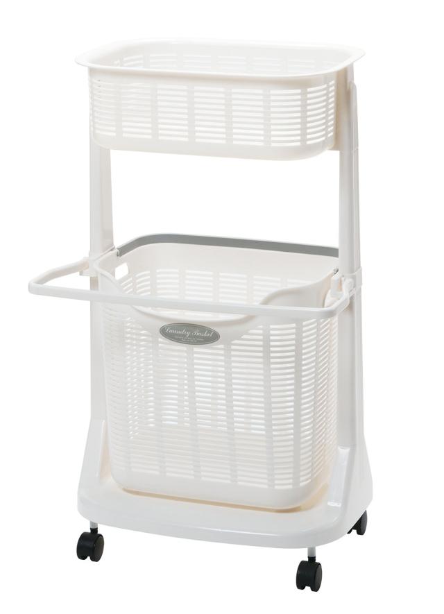 サンコープラスチック ランドリーバスケット2段 バスマット干し付 ホワイトの通販は
