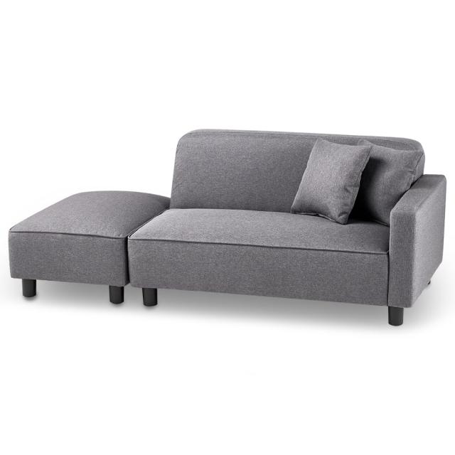 アイリスプラザ ソファ 2人掛け カウチソファ 幅110cm オットマン クッション2個付き かんたん組立 レイアウト 自由 1人用にも チャコー