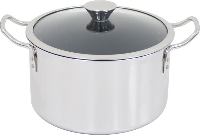 ウルシヤマ金属工業 両手鍋 22cm 内面フッ素樹脂加工で汚れが落ちやすい 時短 ガス・IH対応 内面テフロンクラシック加工 全面2層構造 日