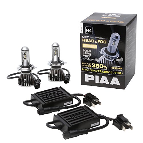 PIAA ヘッドライト/フォグライト用 LEDバルブ H4 6000K 92000cd 3500lm相当※ 車検対応 12V/24V共用 24/24W プレミアム・ ロングビーム高