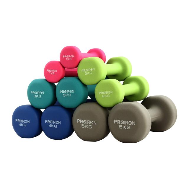 PROIRON ダンベル 8kg「2個セット」エクササイズ ネオプレンゴムコーティング [筋力トレーニング 筋トレ シェイプアップ 鉄アレイ 鉄アレ