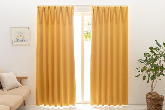 ユニベール 1級遮光 防炎 防炎ラベル付き 節電 省エネ 断熱 保温 日本製 無地 寝室 リビング カーテン 幅150cm×丈135cm 1枚 ベルーイ イの通販は