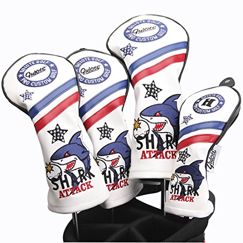 Guiote ゴルフヘッドカバー Golf head covers クラブヘッドカバー ウッドカバー ドライバー 新デザイン 交換可能な番号タグ付き（#2.#3.#の通販は