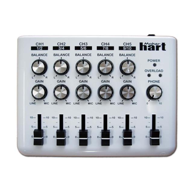 Maker hart Loop Mixer 5通信路ステレオ発声ミキサー (分かりやすい, 真っ白い)