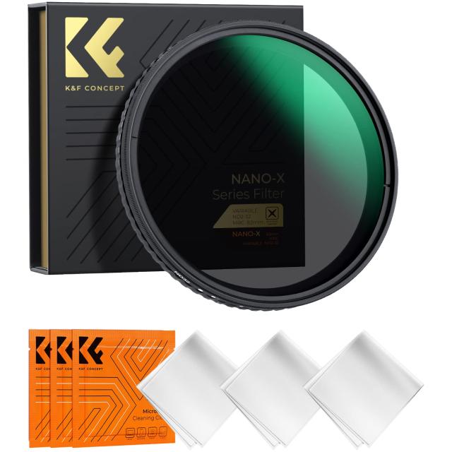 K＆F Concept 72mm 可変NDフィルター ND2-ND32 X状ムラなし 日本製AGC光学ガラス HD超解像力 超低い反射率 28層ナノコーティング 撥水撥油