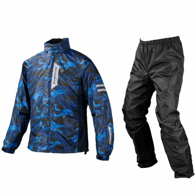 [KOMINE] バイク用 ブレスターレインウェアフィアート RK-539 755 雨具 カッパ 防水 03-539 メンズ Blue Camo M