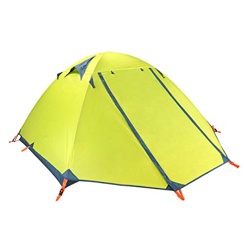 TRIWONDER 2人用 テント 4シーズン 山岳テント 軽量 防水 バックパック キャンプ ツーリング 登山 てんと 二重層 テント (グリーン - 2人