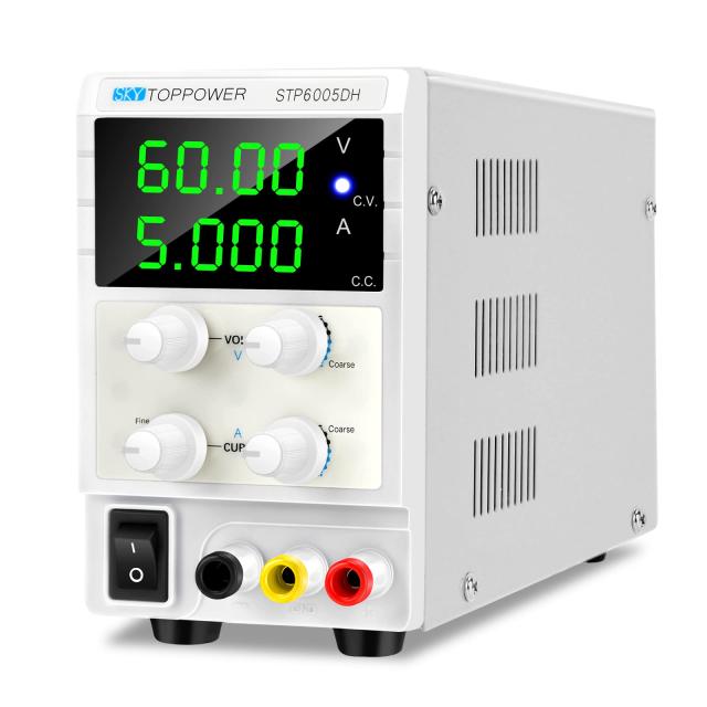 SKY TOPPOWER 安定化電源可変直流電源 0-60V 0-5A 4桁電圧･電流表示 スイッチング電源 自動切替 複数の保護 低雑音 修理用 実験室用 研究