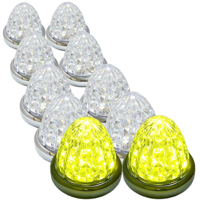 Customize（カスタマイズ） 24V トラック用 LED マーカーランプ サイド マーカー 8面クリスタルカット仕様 16LED 汎用 10個 セット ブル
