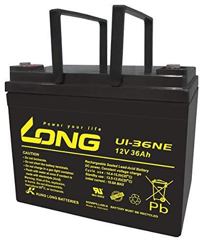ロング (KUNG LONG BATTERIES) 産業用鉛蓄電池 (12V-20時間率-36Ah) L-196mm×W-130mm×HT-169mm (電動車系) U1-36NEの通販は