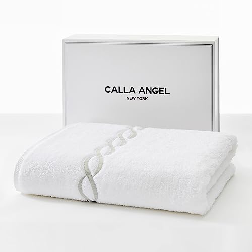 Calla Angel New York バスタオル 最上級 高級綿 エジプト綿100% 超厚手 大判 柔らかい 高吸水 白 海外 人気 ギフト 贈り物 箱入り ホワ