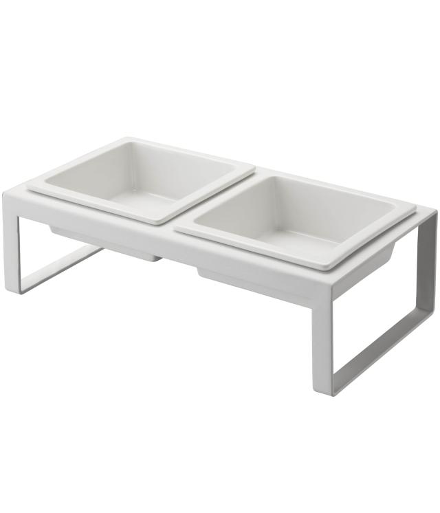 山崎実業(Yamazaki) ペットフードボウルスタンドセット トール ホワイト 約W29XD15.5XH10cm タワー 4744の通販は 4,701円