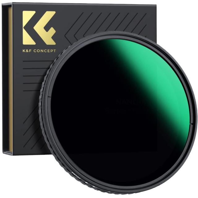 K＆F Concept 62mm 可変NDフィルター ND8-ND128 X状ムラ軽減 AGC光学ガラス HD超解像力 低い反射率 28層ナノコーティング 撥水撥油キズ防