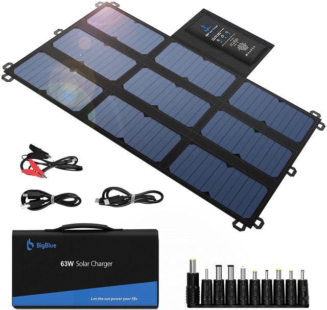 BigBlue ソーラーパネル 63W 折りたたみ式 ソーラーチャージャー ソーラー充電器 ４つ出力ポート(19V DC出力+5V USB出力+USB-C) 23.5%高 8,624円