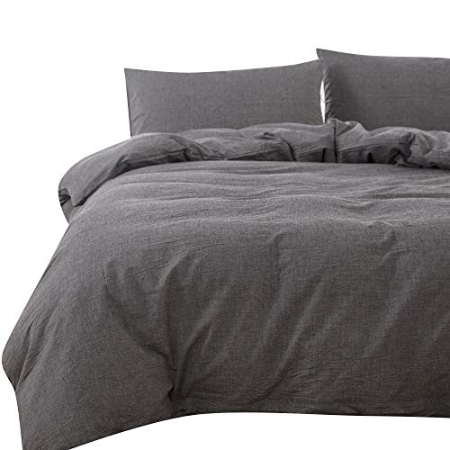 掛ふとんカバー ダブル 190x210cm チャコールグレー オーガニックコットン洗いざらしの綿100% 防ダニ 布団カバー