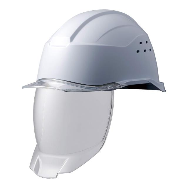 [ミドリ安全] 侍2 ヘルメット 作業用 PC製 シールド面 通気孔付 レインガード SC21PCLVS RA3 KP付 ホワイト/クリア