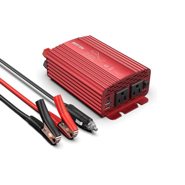 BESTEK 正弦波 インバーター シガーソケット コンセント 300W DC12VをAC100Vに変換 USB2ポート搭載 車載用インバーター カーインバーター