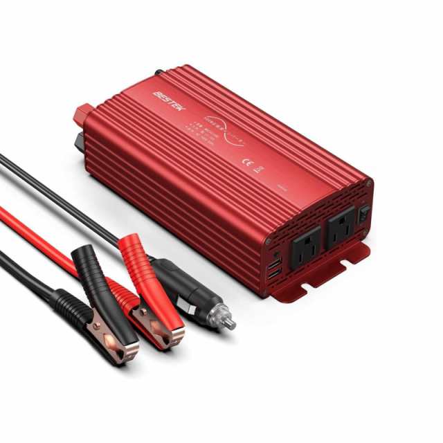 BESTEK 正弦波 インバーター シガーソケット コンセント 500W DC12VをAC100Vに変換 USB2ポート搭載 車載用インバーター カーインバーター