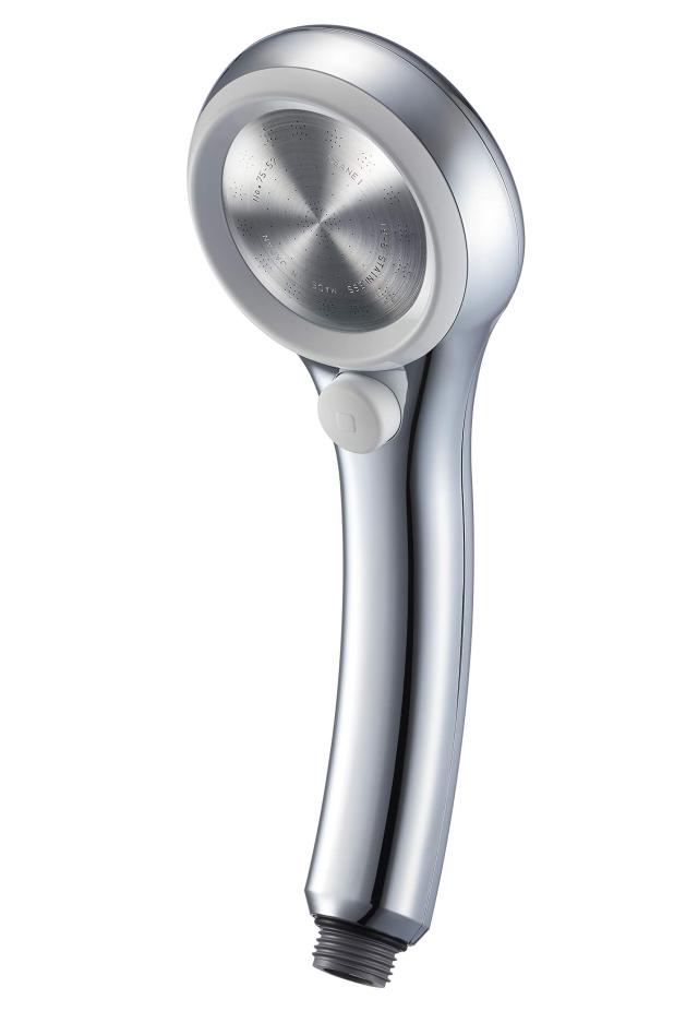 SANEI(サンエイ) シャワーヘッド レイニーメタリック 手元ストップ 節水率50% 極細水流 勢いアップ 白 PS313-81XA-C