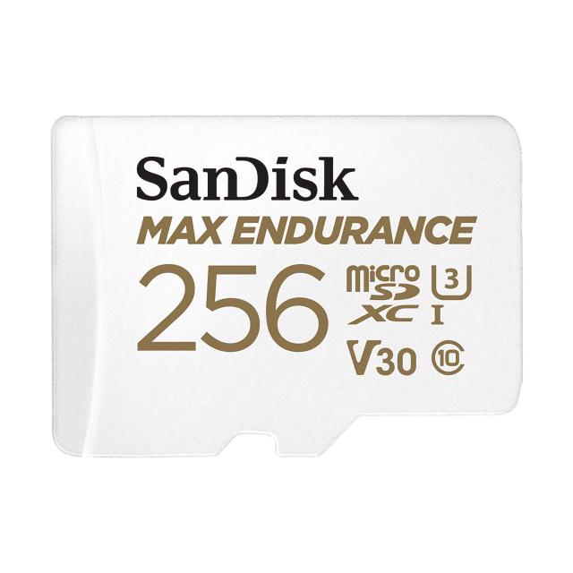 SanDisk 256GB MAX Endurance microSDXC Card with Adapter for Home Security Cameras and Dash cams - C10, U3, V30, 4K UHD, Micro SD
