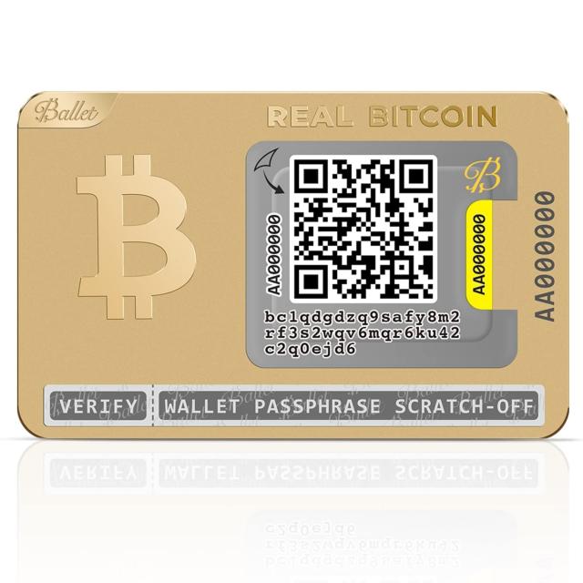 Ballet暗号通貨物理ウォレット、24K金メッキ、REALシリーズステンレス鋼、ビットコインおよび多通貨サポート付き (1枚, Bitcoin)の通販は