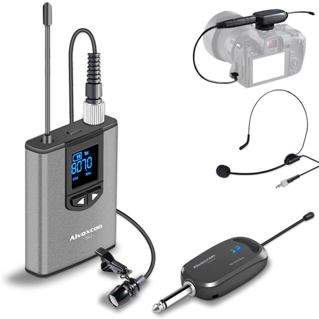 Alvoxcon ワイヤレスマイク UHF ピンマイク ワイヤレス ヘッドセット