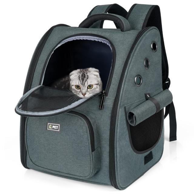 Tresbro 最新型 犬 猫 リュック カーテン付きの ペットキャリー 折り畳み式 きゃりーバッグ 小型犬・小動物用 旅行/通院/災害避難に最適 5,417円