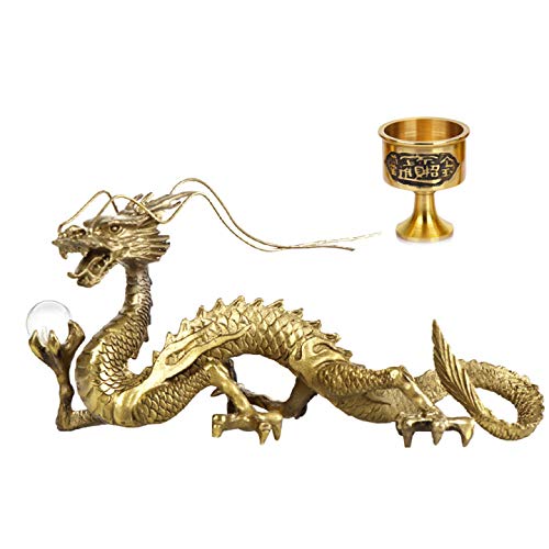 昇運金龍 龍 水晶玉持ち金龍 水杯 20mm玉水晶 銅製 風水グッズ 開運 昇運 機運上昇風水 5本 爪 龍 置物 五本爪 干支 縁起物 厄除け 吉祥