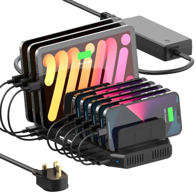 Alxum USB 充電ステーション 60W 10ポートIPad 充電スタンド QC 3.0 卓上収納 10台同時充電 スマホ卓上収納 仕切り板調整可能Android/iPhの通販は