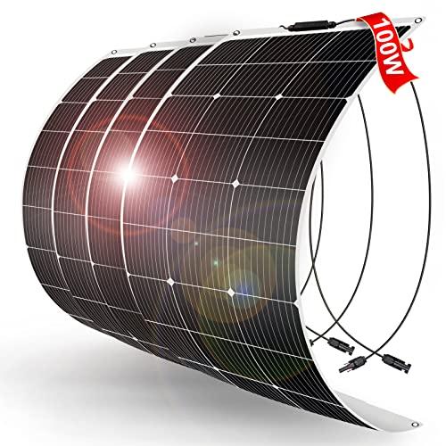 DOKIO ソーラーパネル 400W フレキシブル 単結晶 4枚*100W 18v ポータブル電源や12Ｖバッテり適用 自作のソーラー発電に最適な小型・家庭 30,176円