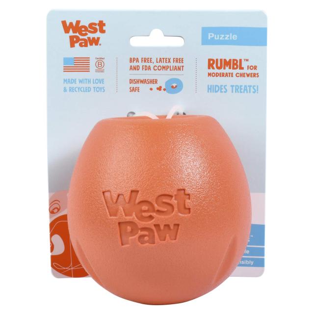 West Paw 犬用おもちゃ ゾゴフレックス・エコー ランブル 知育玩具 早食い防止 ストレス解消 運動不足 メロン（オレンジ） Lサイズの通販は 5,979円