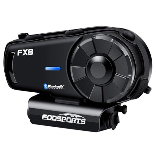 FODSPORTS バイク インカム FX8インカム 8人同時通話 音楽共有 インカムバイク用 FMラジオ Hi-Fi音質 AUX機能付き バイクイヤホン ユニバ