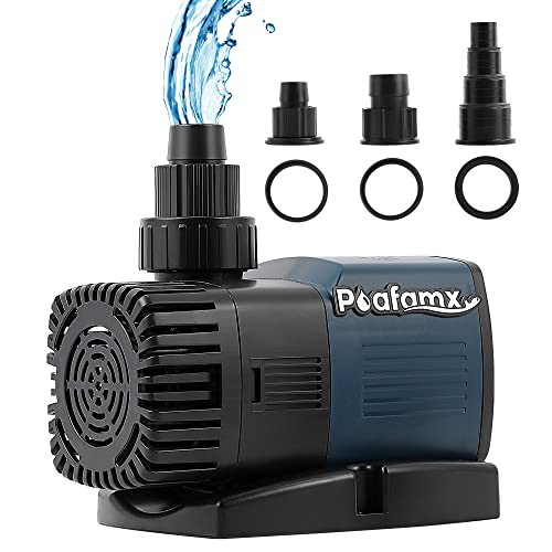 Poafamx 小水中ポンプ 排水ポンプ 吐出量9000L/h 最大揚程5.3m 70W 110V ノズル3つ 静音設計 ガーデニング/水換え/池/水族館/水槽の水循