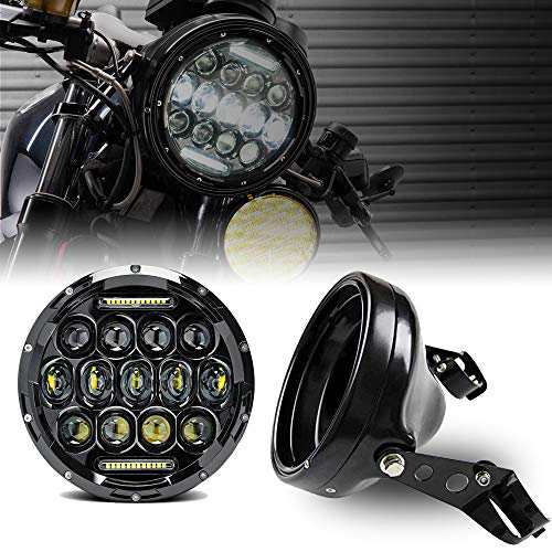 Samman ヘッドライト7インチ ledヘッドライト シェル付きハーレー DRL付き Hi/Loビーム ホワイト明るい 防水75W ハーレー、ヤマハ、ホンの通販は 8,366円