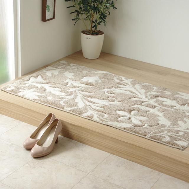 イケヒコ 玄関 選べる マット ラグ ウィルトン 単品 ネム ベージュ 約60×90cm 厚み 約15mm トルコ製 へたりにくい 耐久性 弾力性 抗菌防の通販は 5,710円