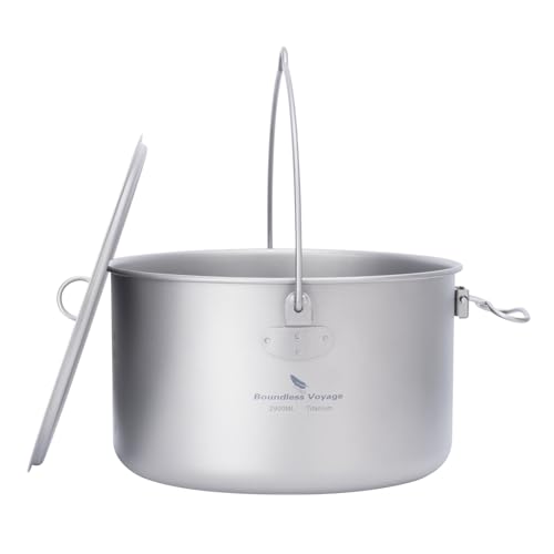 Boundless Voyage チタンクッカー ポット 調理器具 キャンプファイヤー用品 ハンギングポット 鍋 錆びない 軽量 折り畳み式ハンドル ソロ