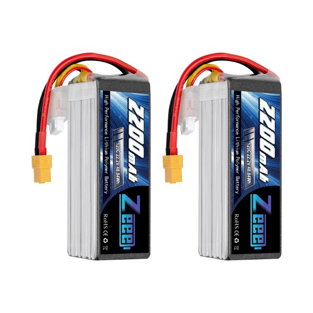 ゼエエ Zeee 6S リポバッテリー 22.2V 120C 2200mAh XT60プラグ付き 2パック ラジコン製品バッテリー 大容量バッテリー 無人機用 RCトラ