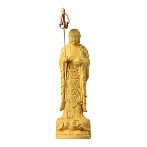 繁樓藝雕 仏像 地蔵菩薩 仏壇仏像 木彫り置物 柘植の木 祈る 厄除け 子育て 水子供養 守護 （高さ22.5cm×巾6cm×奥行5cm）の通販は