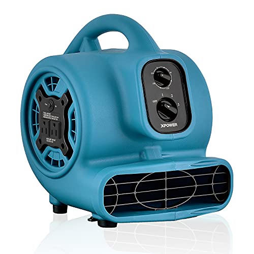 XPOWER P-230AT多機能移動共用ファン乾燥機プラグと時計付き修復および配管用送風機 (青)