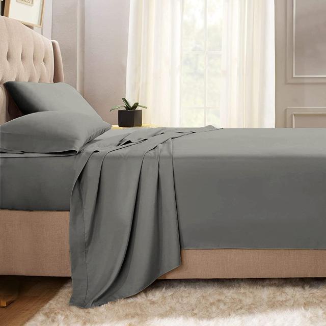 Pizuna コットンフラットシーツ ワイドキング400スレッドカウント 梳毛ロングステープル綿100％サテン織り洗濯機で洗える高級フラットシ