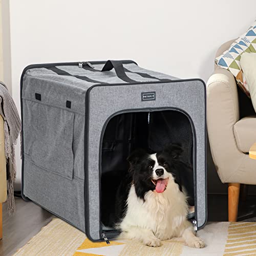 Petsfit 折りたたみペットケージ ペットハウス 犬用ソフトクレート 折りたたみ 猫 ポータブルケージ 持ち手付き 軽量 コンパクト グレー/の通販は