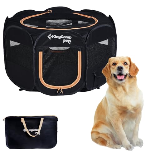 KingCamp ペットサークル ドッグハウス 大型犬 八角形 折りたたみ メッシュサークル 猫 犬 兼用 プレイサークル ペットケージ 軽量 持ち