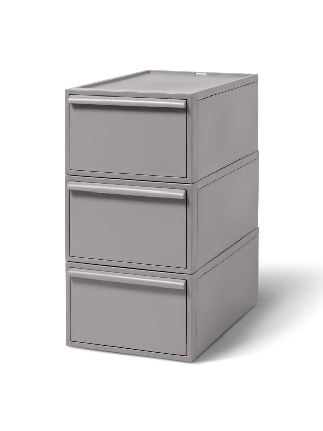 ライクイット (like-it) 収納ボックス クローゼットシステム 引出し (M) 3個組 オールグレー CS-D2 3P 奥行き52cm クローゼット収納にピ