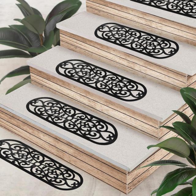 uyoyous 屋外用の階段マット 5枚セット 厚み3mm 階段用マット 階段 外階段 74×23cm 滑り止め 泥落とし 北欧柄 ラバーマット キズ防止 玄の通販は 5,950円