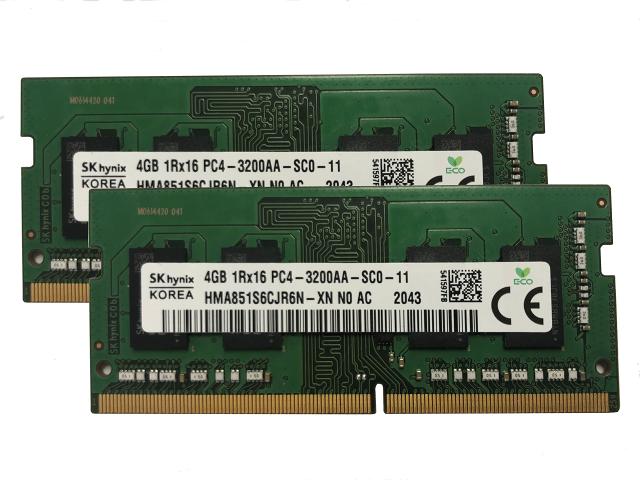 SK Hynix 8GB キット (2 x 4GB) DDR4 3200MHz PC4-25600 1.2V 1R x 16 SODIMM ノートパソコン RAM メモリモジュール HMA854S6CJR6N-XN OE