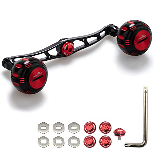 HEIGHTEN 130mm ベイト リール ハンドル 7色 70航空アルミ製 シマノ ダイワ アブガルシア 通用 ベイトリール 用 (Black＆Red) (56)