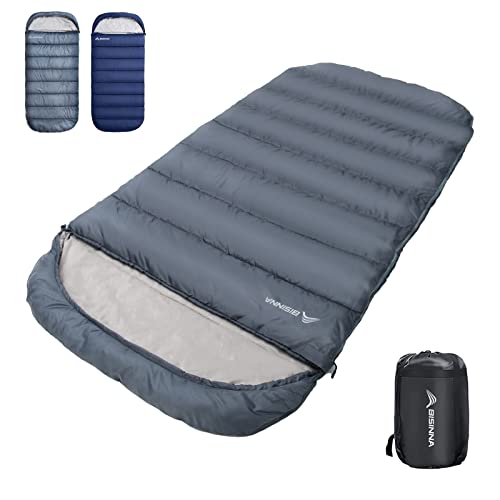 BISINNA 寝袋 ワイド ねぶくろ 封筒型 シュラフ 洗濯可 キャンプ 登山 アウトドア 車中泊 来客用 収納便利 匂いがフリー 肌触り良い 幅10の通販は