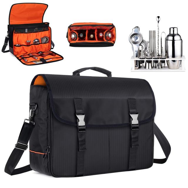 CURMIO バーテンダーバッグ ワインボトル カクテルセット 収納 持ち運び (バッグのみ) 黒