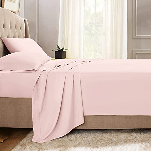 Pizuna コットンフラットシーツ ワイドキング400スレッドカウント 梳毛ロングステープル綿100％サテン織り洗濯機で洗える高級フラットシ